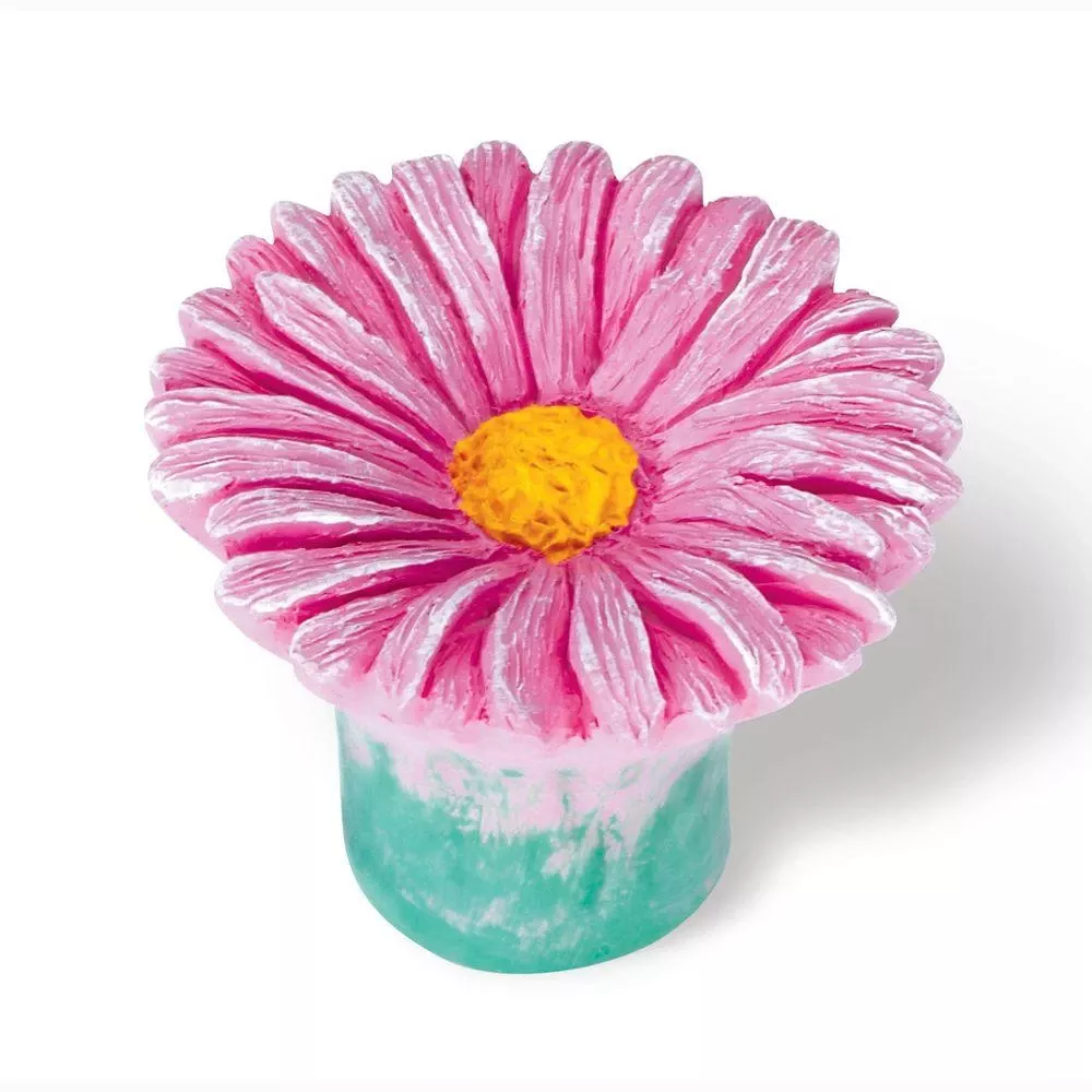 1-1/2 In. Pink Daisy Cabinet Knob - Model Hd-101-108