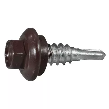 1/4 X 7/8 Inch Painted Brown Hex Head Stitch Screws - Durable Fasteners