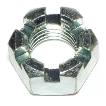 1 -8 Zinc Plated Steel Coarse Thread Slotted Hex Nuts (3 pcs.)