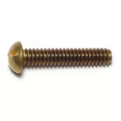 #10-24 X 1 Brass Slotted Round Head Machine Screws - Coarse Thread