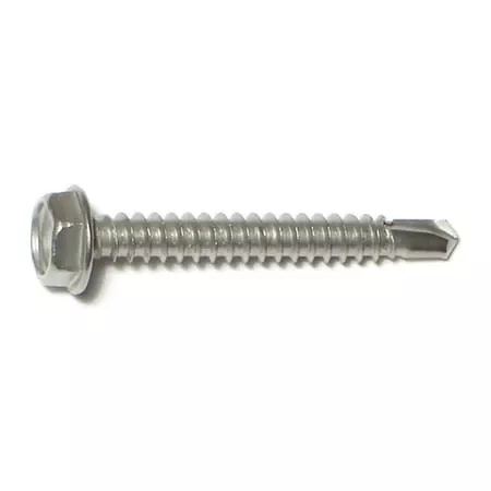 #10 X 1-1/2 Inch Hex Head Self-drilling Sheet Metal Screws Stainless Steel 410