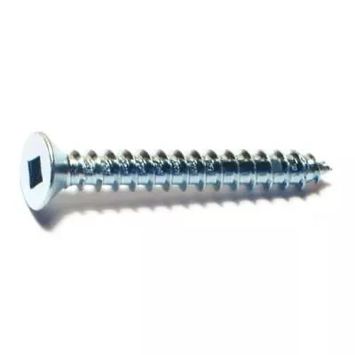 #10 X 1-1/2 Zinc Plated Steel Square Drive Flat Head Sheet Metal Screws - 100 Count