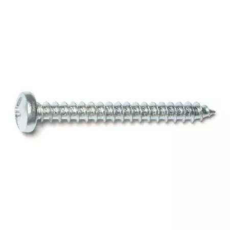 #10 X 1-3/4 Zinc Plated Steel Combo Pan Head Sheet Metal Screws - 100 Count