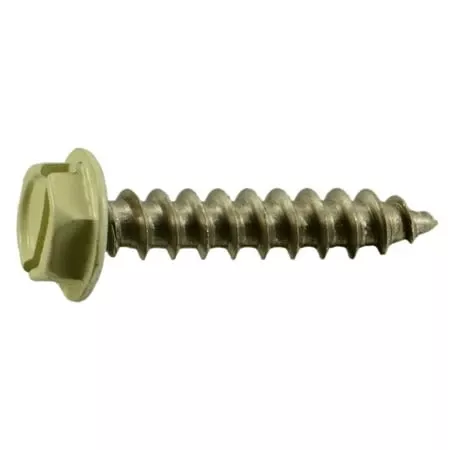 #10 X 1 Stainless Steel Beige Hex Head Sheet Metal Screws - 18-8 Grade