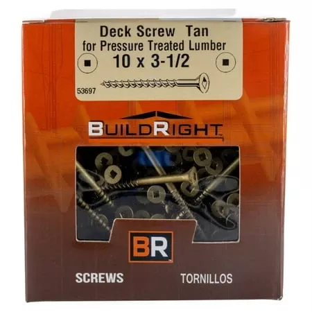 #10 X 3-1/2 Tan Square Drive Bugle Head Deck Screws - 100 Count
