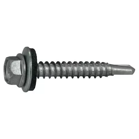 #12 x 1-1/2Silver Hex Self-Drilling Screws with Sealing Washers (100 pcs.)
