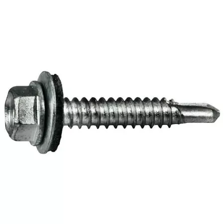 #14 x 1-1/2Silver Hex Self-Drilling Screws with Sealing Washers (100 pcs.)