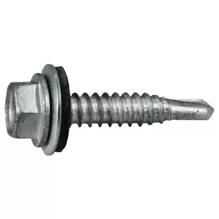 #14 x 1-1/4Silver Hex Self-Drilling Screws with Sealing Washers (100 pcs.)