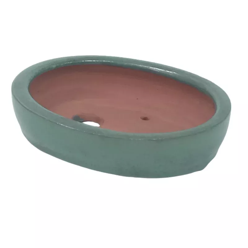 15 x 12 x 3 cm – Glazed Bonsai Pot – Green