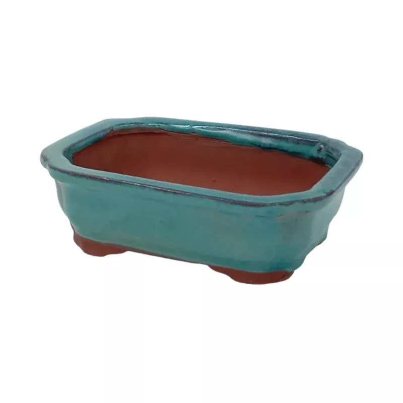 16 x 11 x 5 cm – Glazed Bonsai Pot – Green
