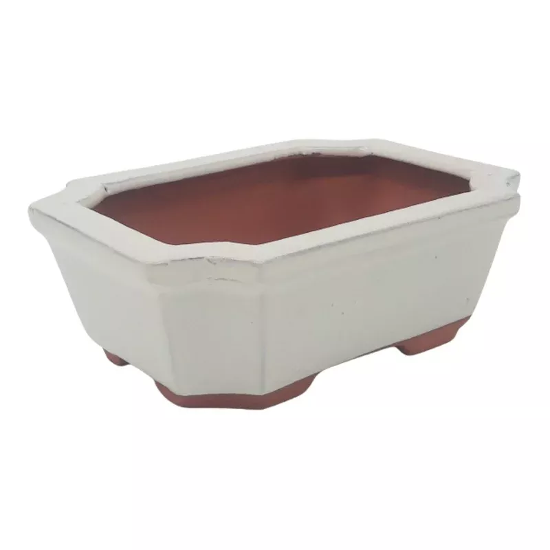 17 x 13 x 6 cm – Glazed Bonsai Pot – Cream
