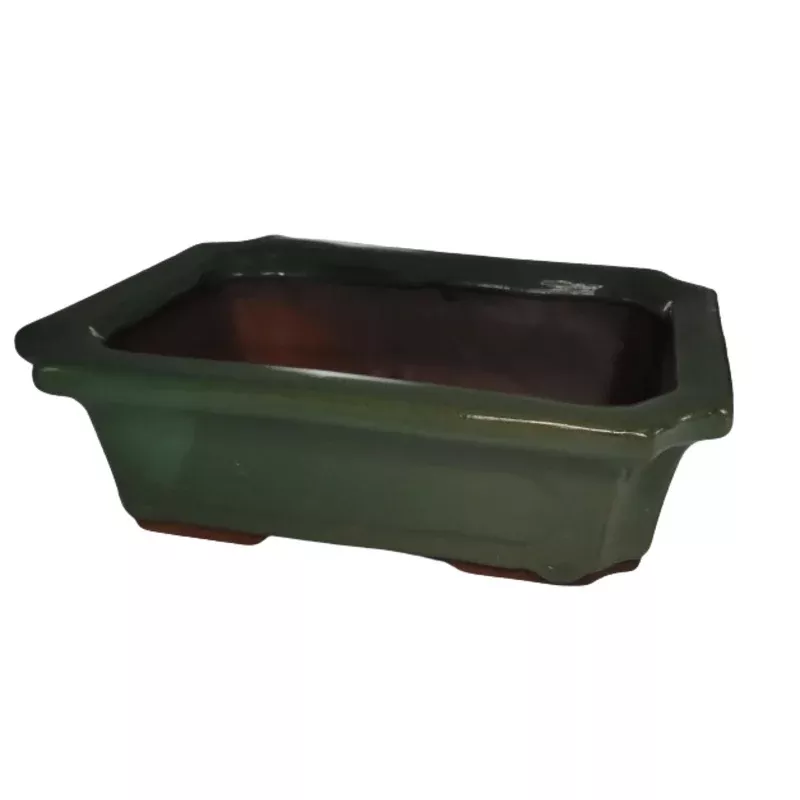 25 x 18 x 7 cm – Glazed Bonsai Pot – Green