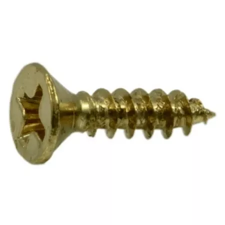 #5 x 1/2Brass Plated Steel Phillips Flat Head Hinge Screws (50 pcs.)