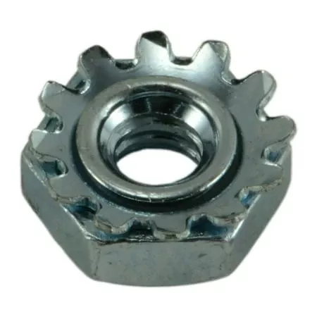 #6-32 Zinc Plated Grade 2 Steel Coarse Thread Kep Lock Nuts - 6 Pack