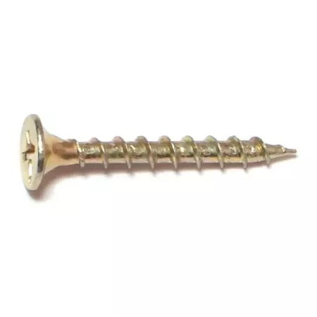 #6 X 1-1/4 Yellow Zinc Phillips Bugle Head All Purpose Screws - 100 Count