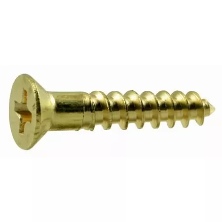 #6 X 3/4 Inch Brass Phillips Flat Head Wood Screws - 100 Count