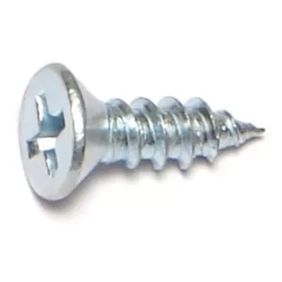 #7 X 1/2 Zinc Plated Steel Phillips Flat Head Hinge Screws - 100 Count