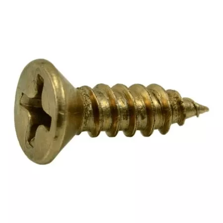 #7 x 1/2Brass Plated Steel Phillips Flat Head Hinge Screws (40 pcs.)