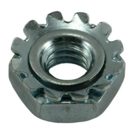 #8-32 Zinc Plated Grade 2 Steel Coarse Thread Kep Lock Nuts - 10 Pack