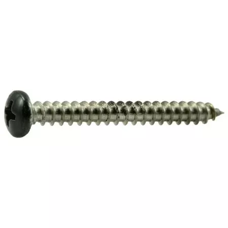 #8 x 1-1/2Black 18-8 Stainless Phillips Pan Sheet Metal Screws (20 pcs.)