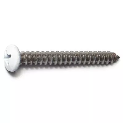 #8 x 1-1/2White 18-8 Stainless Phillips Pan Sheet Metal Screws (20 pcs.)