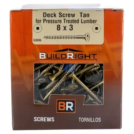 #8 X 3 Tan Ruspert Coated Steel Square Drive Bugle Head Deck Screws