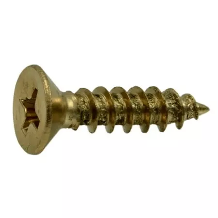 #9 x 3/4Brass Plated Steel Phillips Flat Head Hinge Screws (40 pcs.)