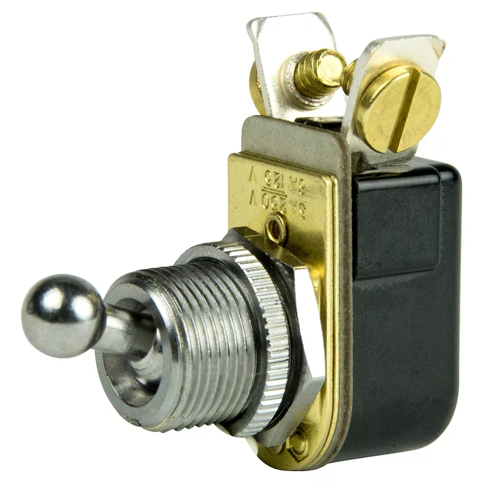 BEP SPST Chrome Plated Toggle Switch - 3/8" Ball Handle - OFF/ON [1002