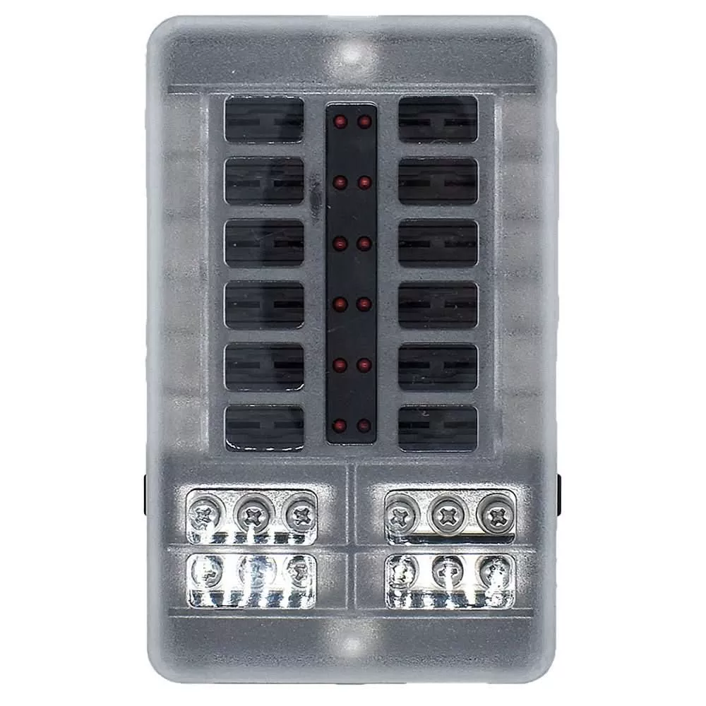 Bluewater 12-Position LED Fuse Block - 48V DC Marine and Mobile Power