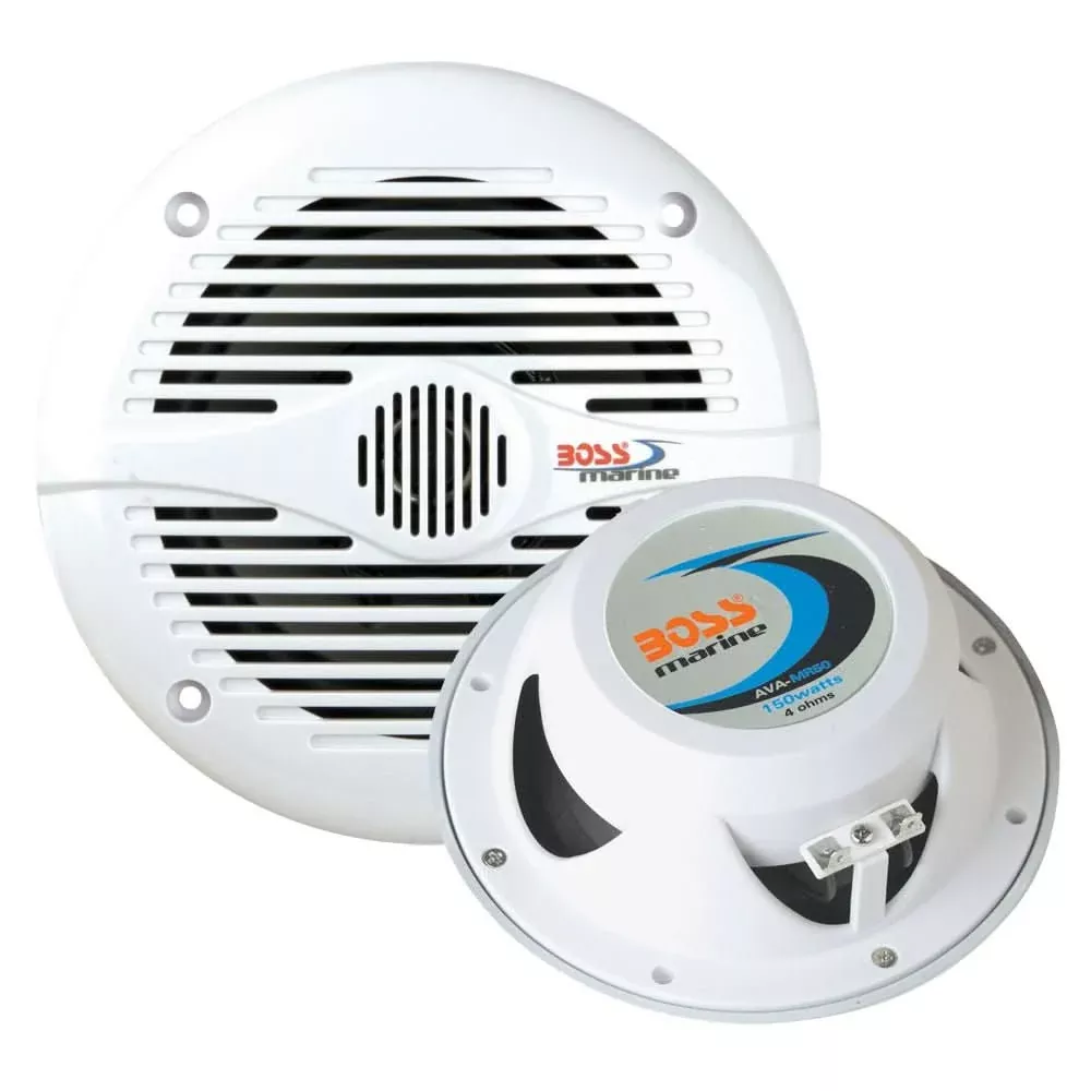 Boss Audio MR50 5.25-Inch Marine-Grade Round Speakers - White (Pair) -