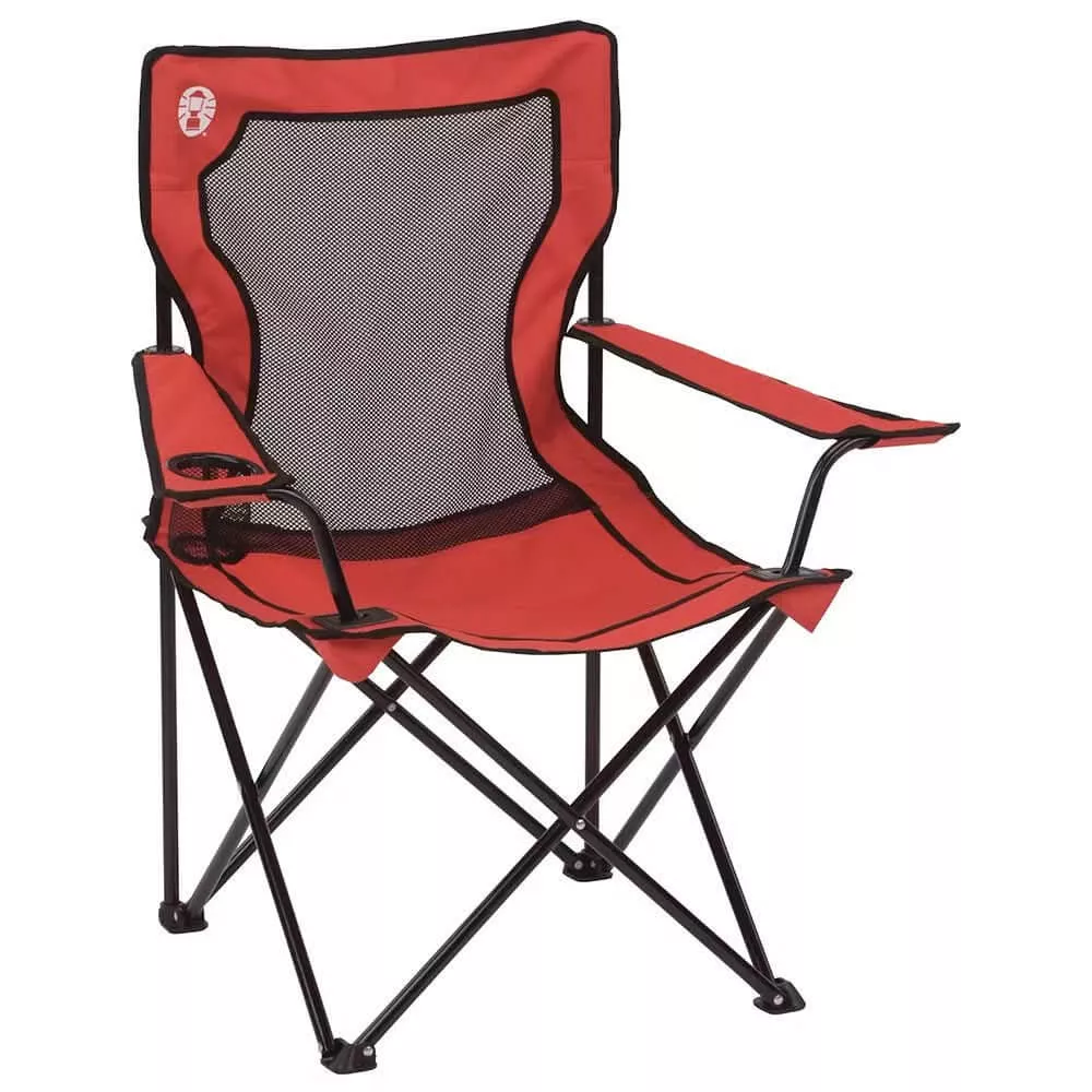 Coleman Broadband Mesh Quad Chair - Red with Adjustable Armrests and M