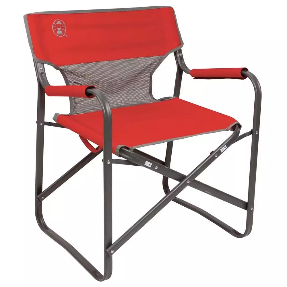 Coleman Outpost Breeze Deck Chair - Red with Steel Frame and Mesh Back
