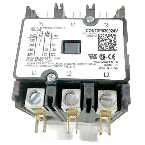 Daikin-McQuay CONT3P030024V 3-Pole Contactor, 30A, 24VAC Coil
