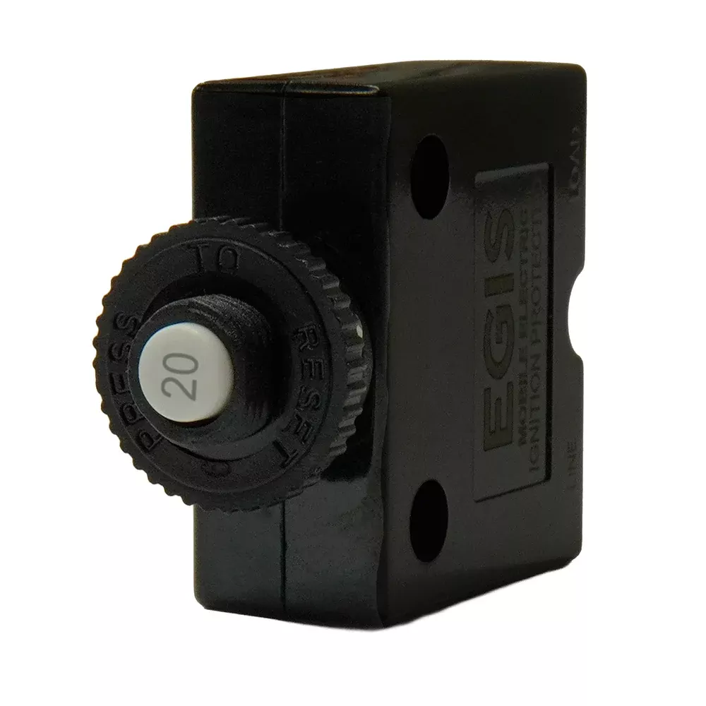 Egis 20A Push Button Panel Mount Circuit Breaker - Spade Terminal [471