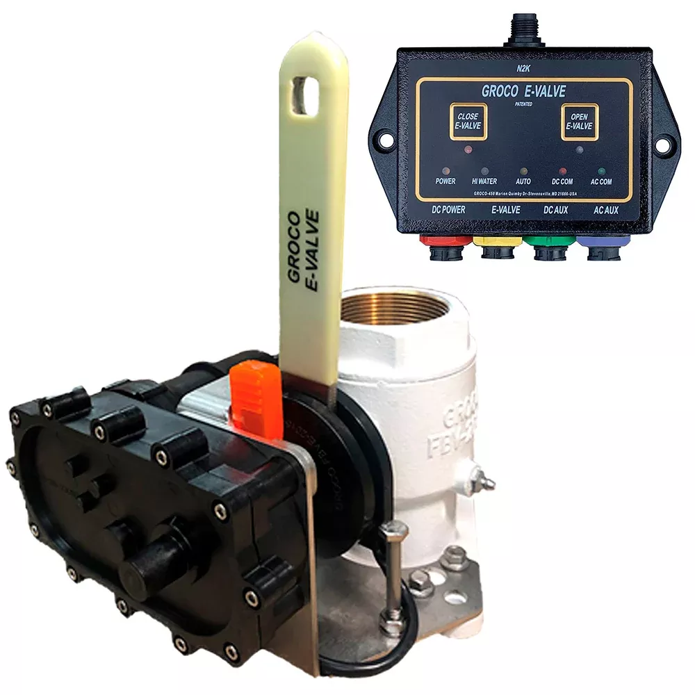 GROCO 1" E-Valve Kit - Bronze Electric Flanged Seacock - 12V - FBVED-1