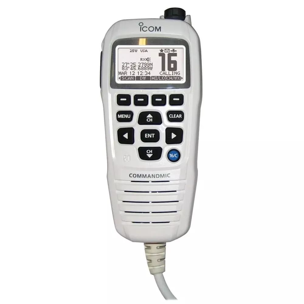 Icom HM195 CommandMic IV with White BlackLit LCD - HM195GW 62 EXP