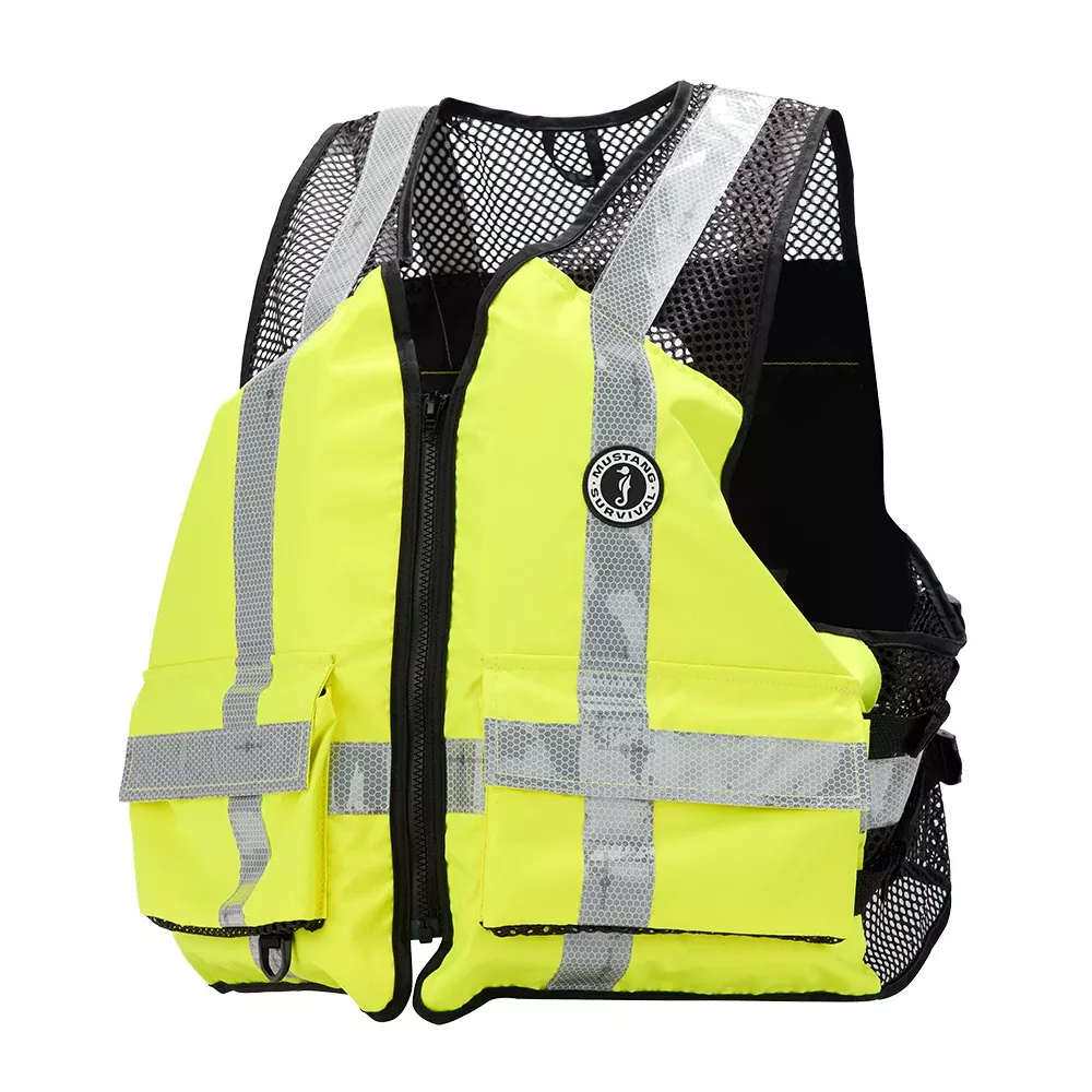 Mustang Industrial Mesh Vest - Hi-Vis Fluorescent Yellow Green - 4XL/5