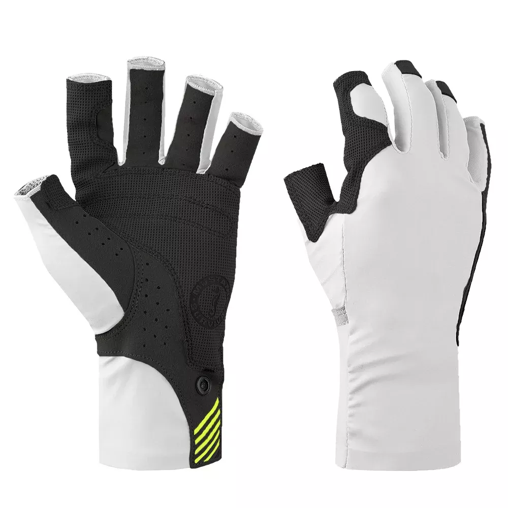 Mustang Traction UV Open Finger Gloves - White Black - Medium [MA6007-