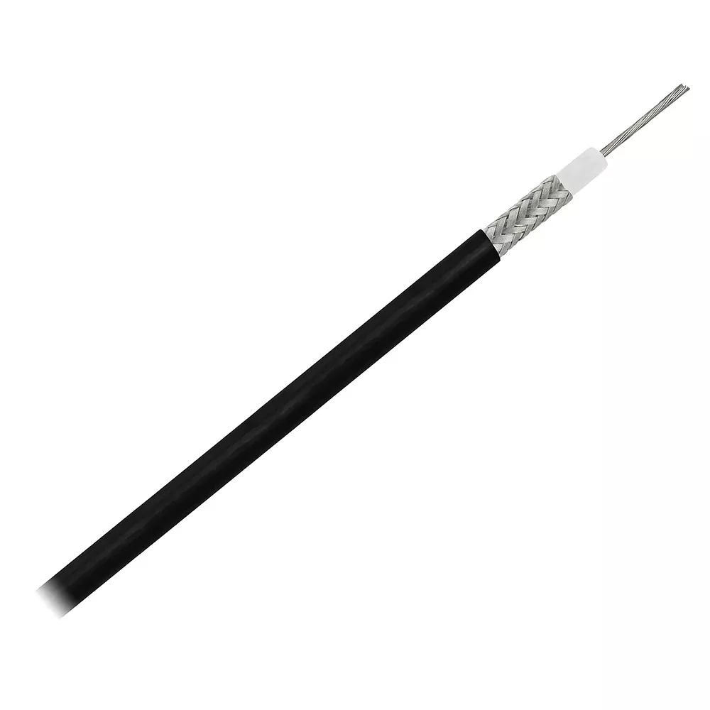 Pacer RG58AU Coax Cable Stranded TV Cond TV Braid - Black Jacket - 200