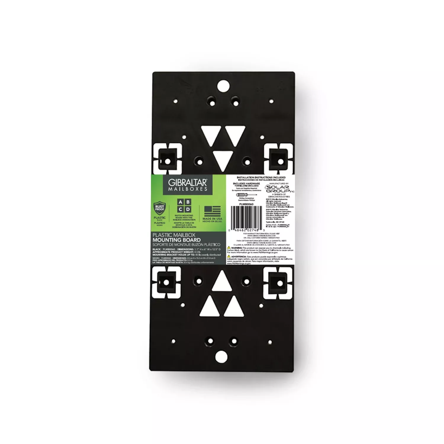 Plastic Mailbox Mounting Board, Black