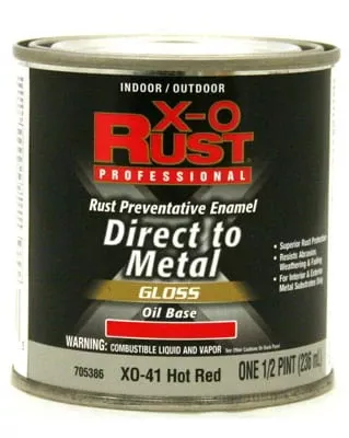 Premium Anti-Rust Oil-Base Enamel, Hot Red Gloss, 1/2 Pt.
