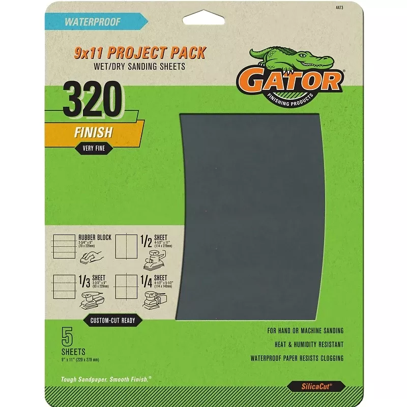 Sandpaper, Extra Fine 320-Grit, 9 x 11-In., 5-Pk.