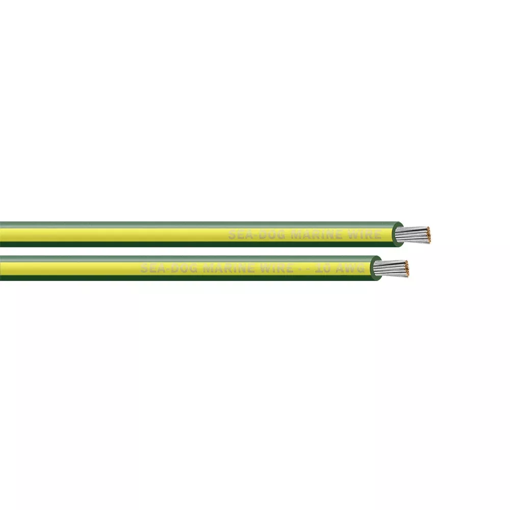 Sea-Dog 10 AWG Green/Yellow Stripe Primary Wire - 1000' [8010149]