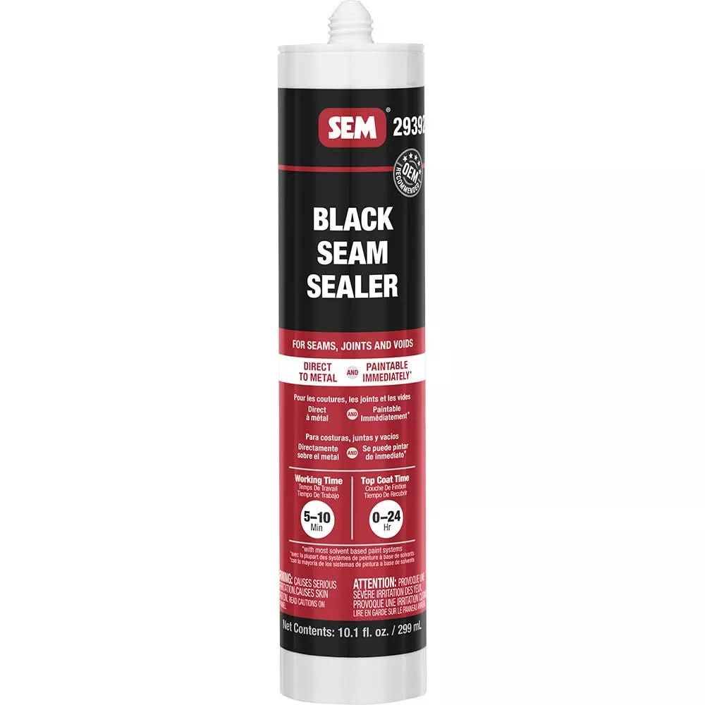 SEM 1K Seam Sealer - 10.1 oz Tube - Black for Automotive and Industria
