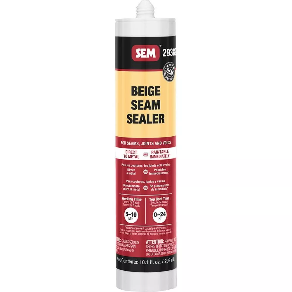 SEM 1K Seam Sealer - 10.1oz Tube - Beige for Automotive and Industrial
