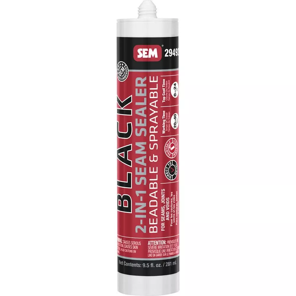 SEM 2-IN-1 Seam Sealer 9.5oz Tube - Black for Automotive and Industria