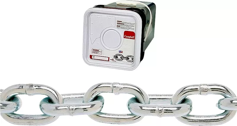 Square 3/8 In. Blue-Krome Proof Coil Chain, 45 Ft.