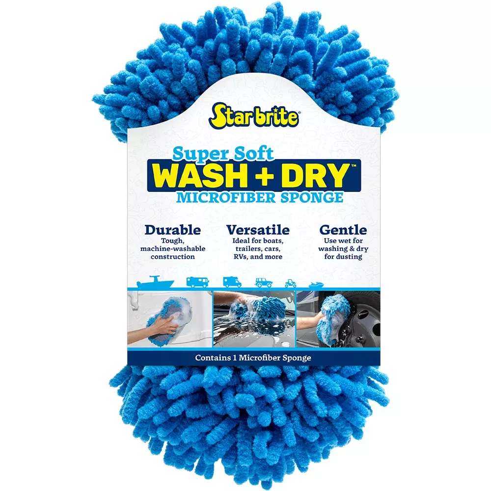 Star brite Microfiber Reggae Sponge - Blue, Dual-Sided Scrubbing Dusti