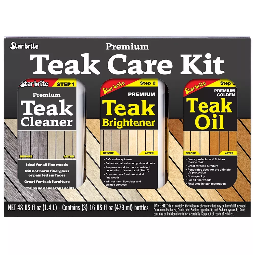 Star brite Premium Teak Care Kit - Step 1, Step 2, Step 3 - 16 oz [812