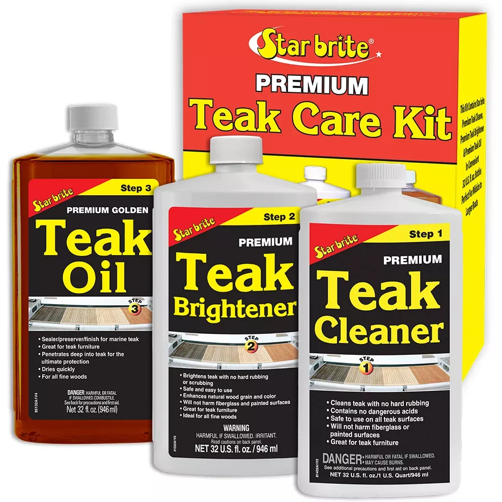 Star brite Premium Teak Care Kit - Step 1, Step 2, Step 3 - 32 oz [812